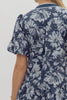 Navy Floral Print Short Bubble Sleeve