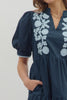 Solid short puff sleeve tiered mini dress