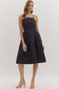 Black Floral Jacquard Sleeveless Midi