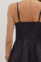 Black Floral Jacquard Sleeveless Midi