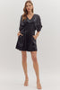 Metallic short dolman sleeve mini dress