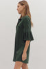 Hunter Green Collared 3/4 Sleeve Mini