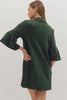Hunter Green Collared 3/4 Sleeve Mini