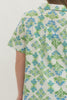 Green/Blue Floral Print Short Sleeve Mini