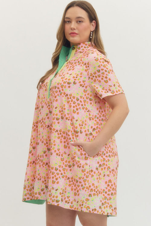 Blush Print Short Sleeve Mini Dress