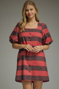 Striped Puff Sleeve Dress