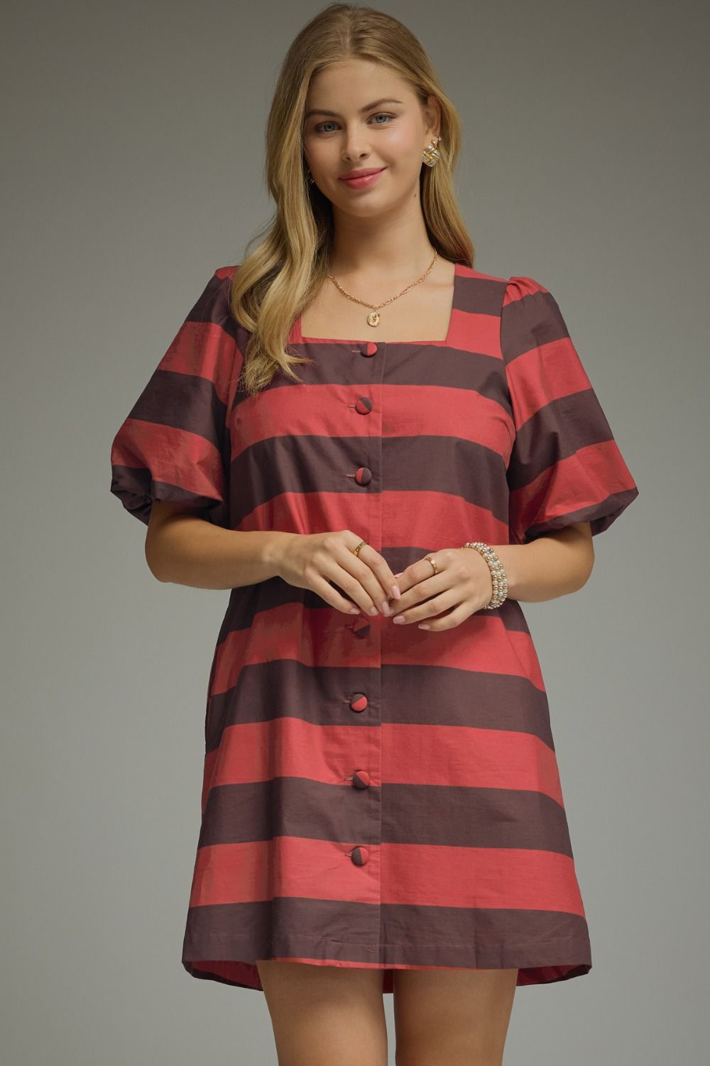 Striped Puff Sleeve Dress