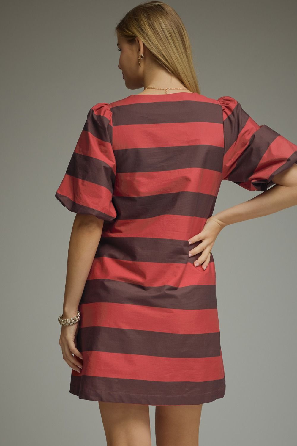 Striped Puff Sleeve Dress