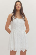 Scallop Eyelet Sleeveless Mini Dress
