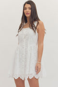 Scallop Eyelet Sleeveless Mini Dress