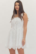 Scallop Eyelet Sleeveless Mini Dress
