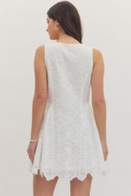 Scallop Eyelet Sleeveless Mini Dress
