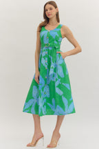 Botanical Eyelet Green Sleeveless Dress