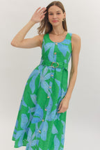 Botanical Eyelet Green Sleeveless Dress