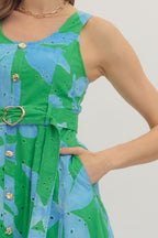 Botanical Eyelet Green Sleeveless Dress