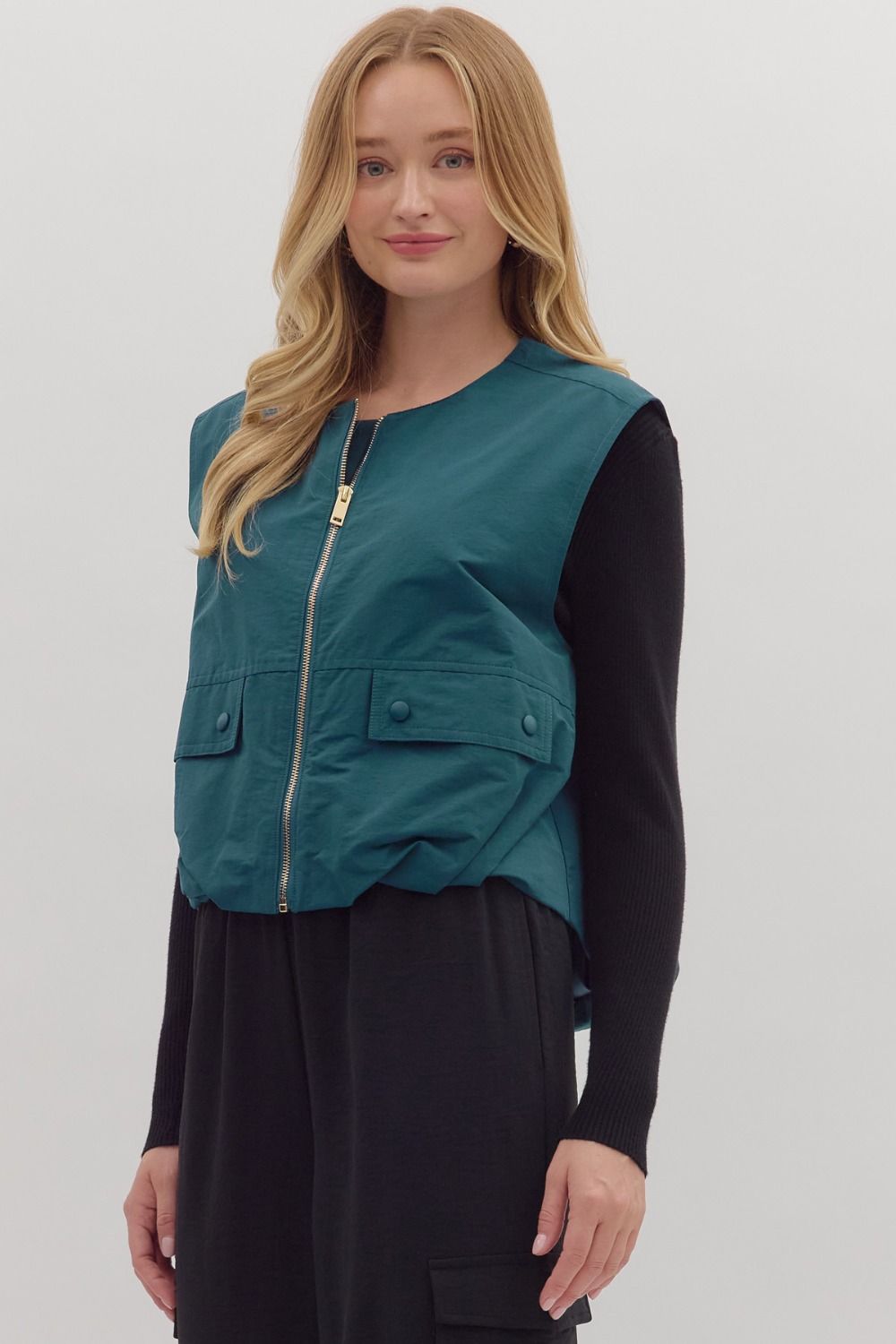 Solid sleeveless zip-up vest - Little Jill & Co.