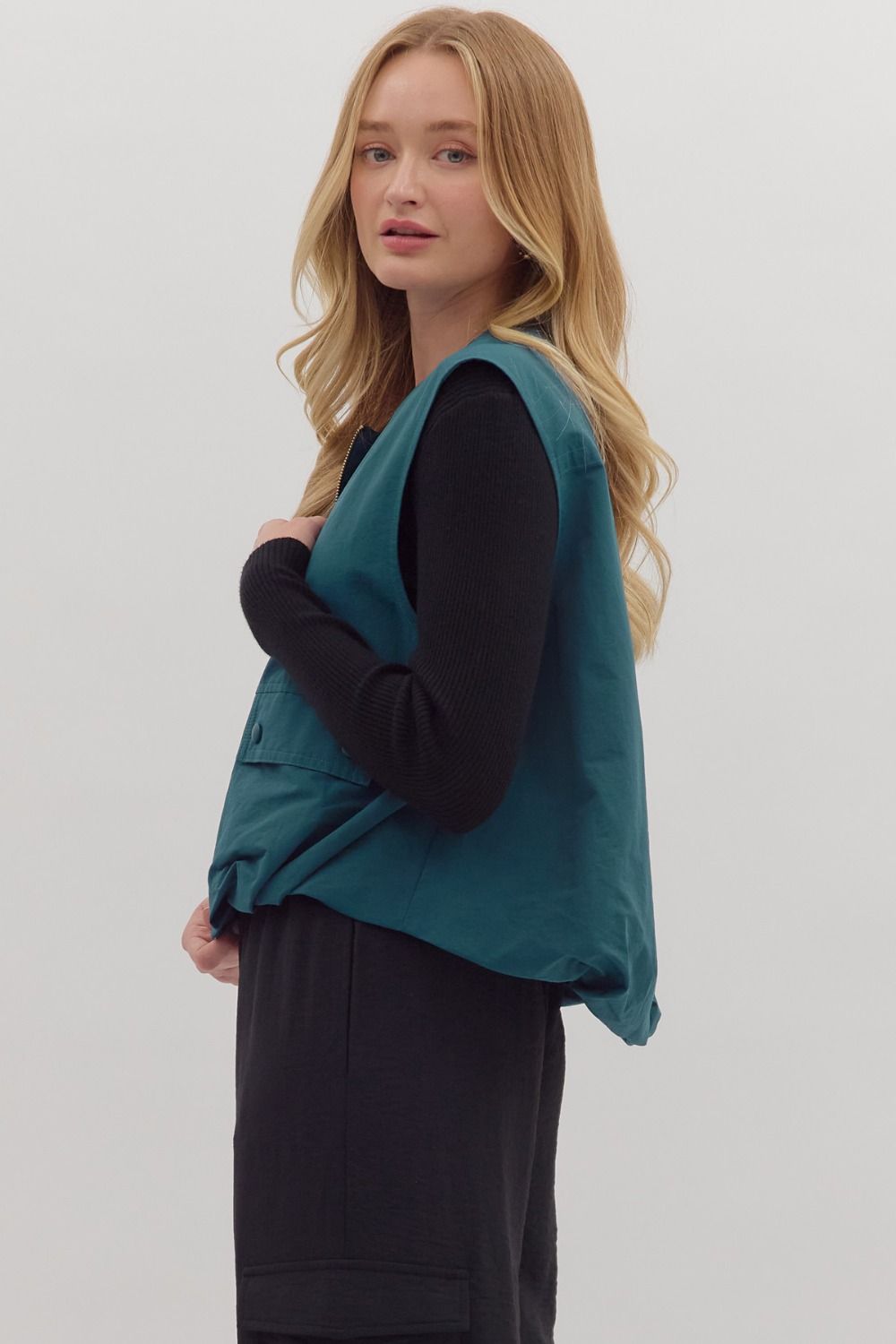 Solid sleeveless zip-up vest - Little Jill & Co.