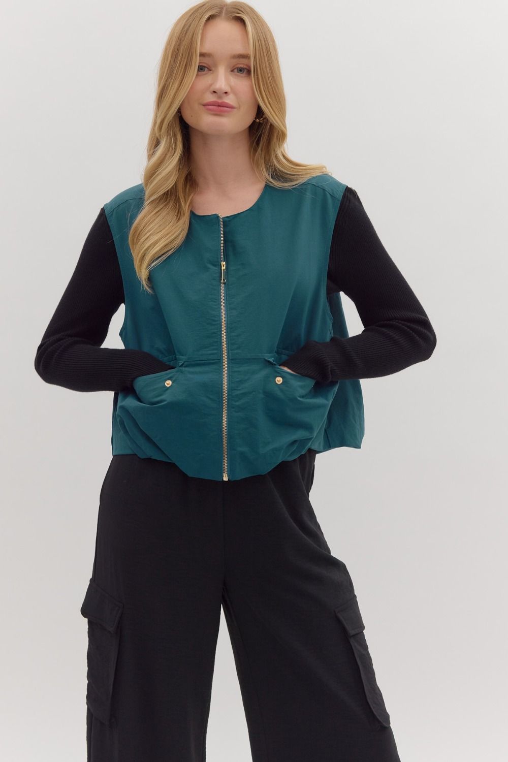 Solid sleeveless zip-up vest - Little Jill & Co.