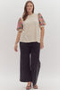 Sequined Solid Short Puff Sleeve