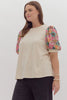 Sequined Solid Short Puff Sleeve