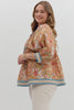 Solid cuff band short bubble sleeve pullover
