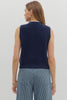 Solid sleeveless sweater knit button