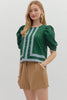 Solid elbow-length draped sleeve top