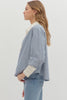 Stripe pattern button front shirt