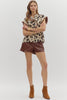 Leopard pattern button front top