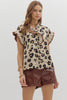 Leopard pattern button front top