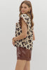 Leopard pattern button front top