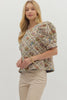 Botanical jacquard puff short sleeve top