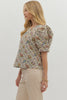 Botanical jacquard puff short sleeve top