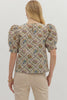 Botanical jacquard puff short sleeve top
