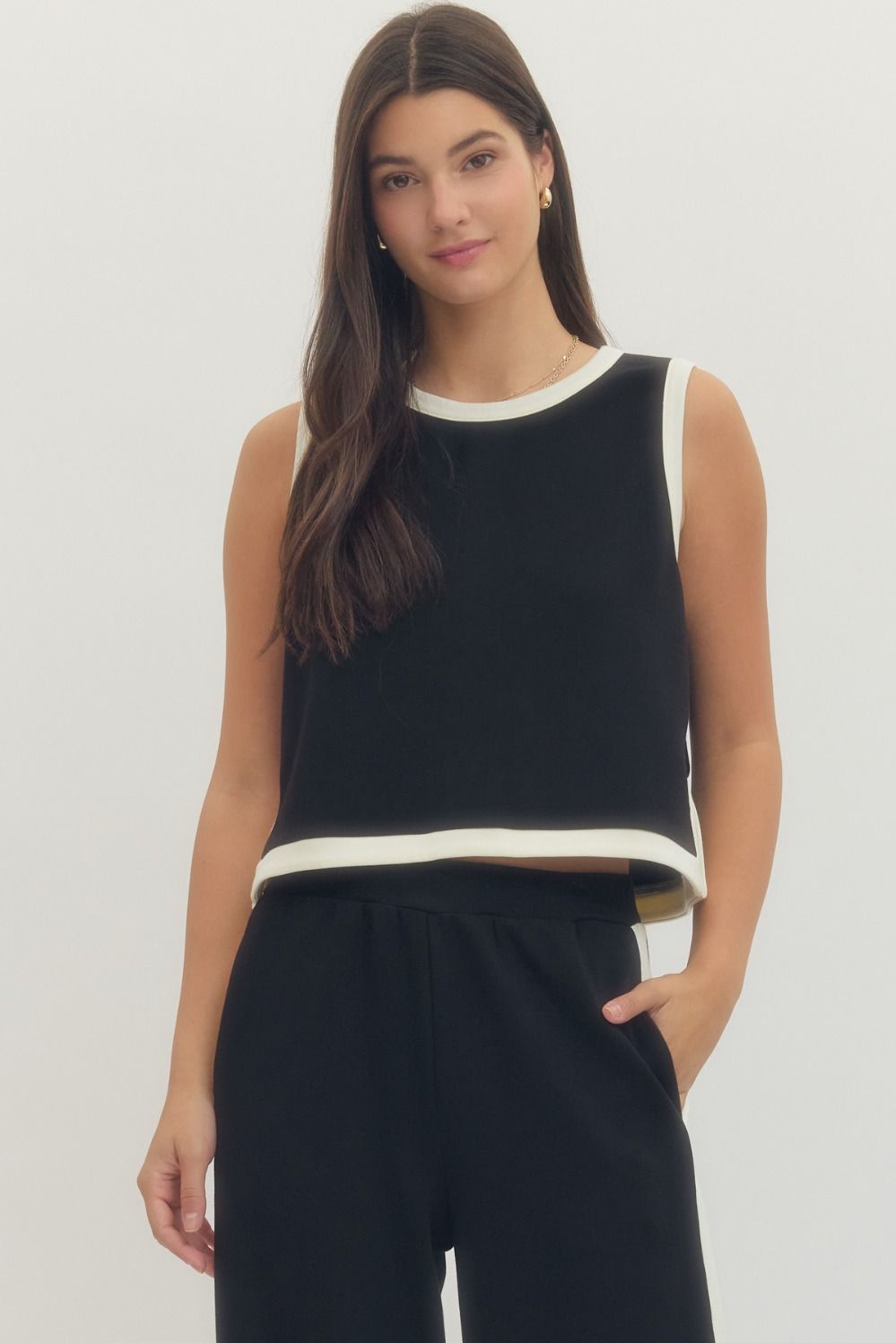 Solid sleeveless Skirt Set