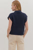 Solid cap sleeve mock neck sweater Navy