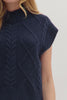 Solid cap sleeve mock neck sweater Navy