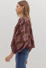Floral print long puff sleeve top