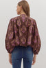 Floral print long puff sleeve top