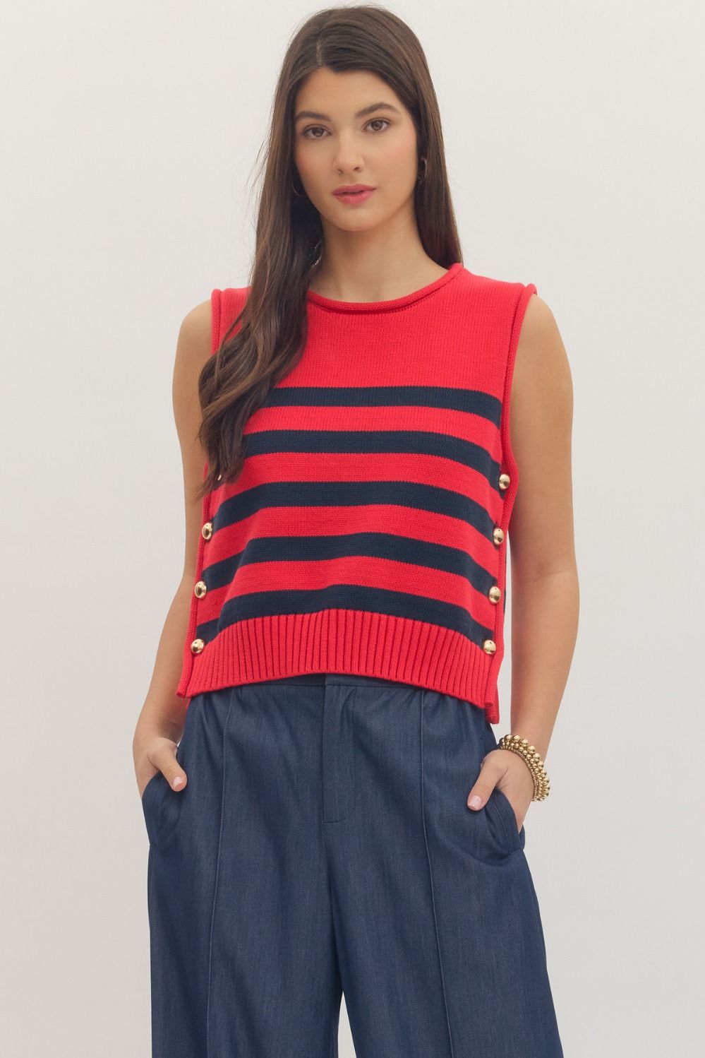 Striped Sleeveless Knit Top - Little Jill & Co.
