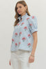 Floral Striped Short Puff Sleeve Top - Little Jill & Co.