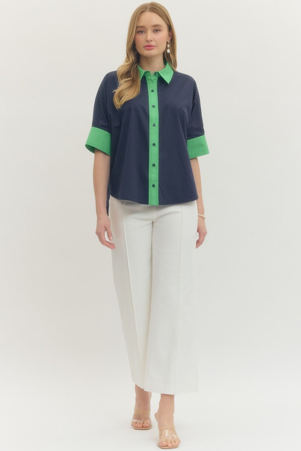 Solid short Sleeve Top Navy - Little Jill & Co.