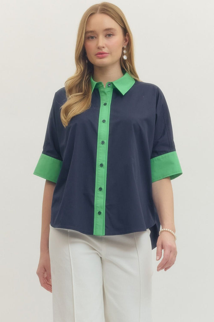 Solid short Sleeve Top Navy - Little Jill & Co.