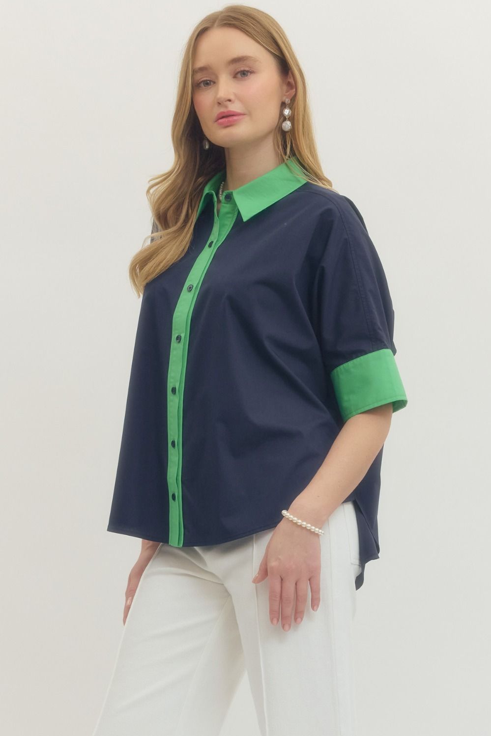 Solid short Sleeve Top Navy - Little Jill & Co.
