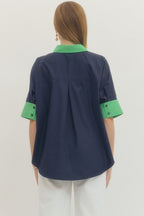 Solid short Sleeve Top Navy - Little Jill & Co.