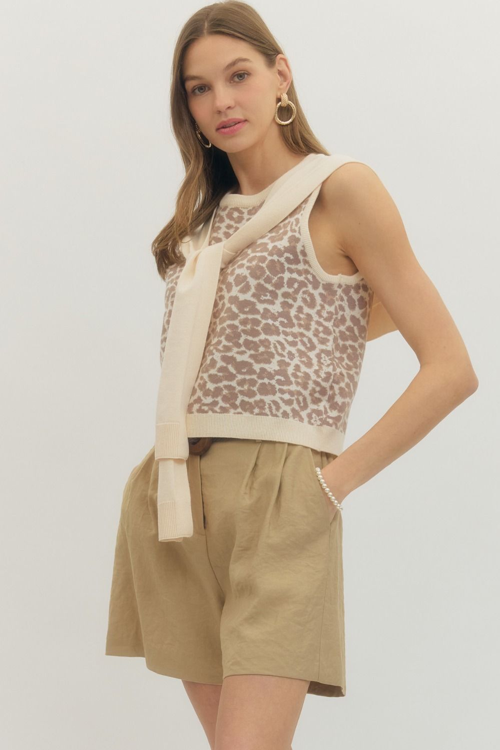 Ecru Leopard Sleeveless Top