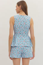 Botanical Blue Rose Short Set