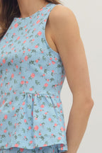 Botanical Blue Rose Short Set