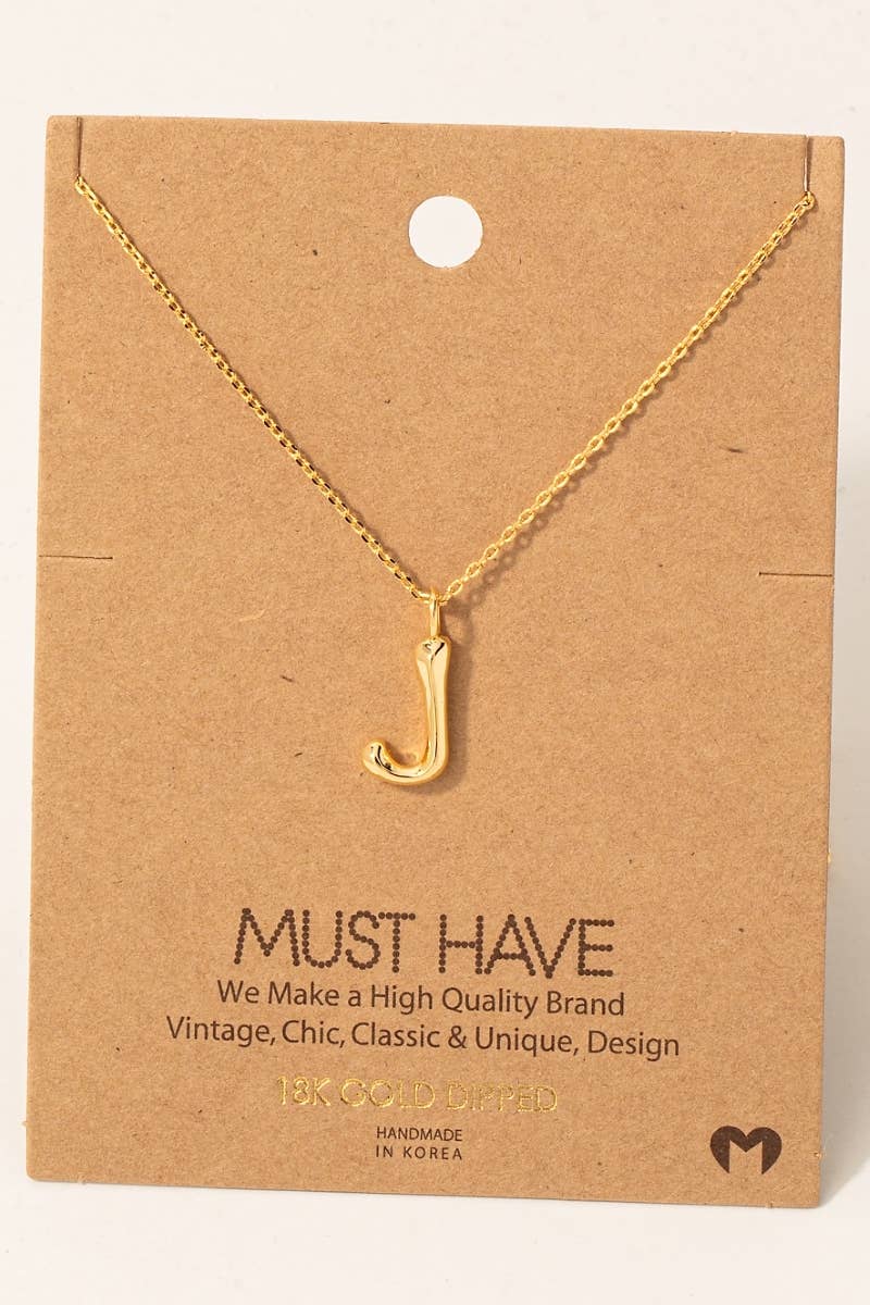 Gold Dipped Bubble Letter Pendant Necklace