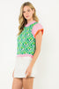 Pattern Knit Cap Sleeve Top